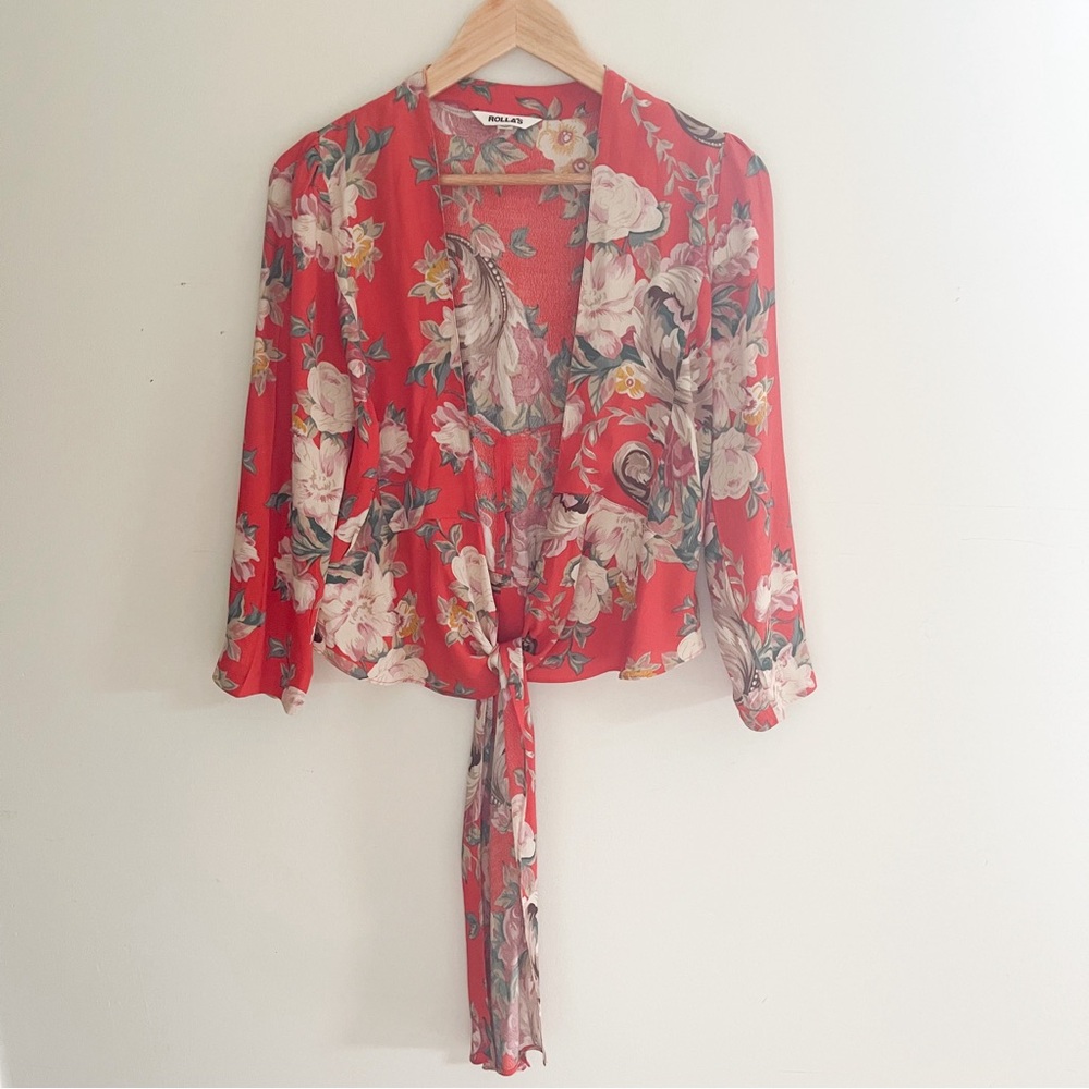 Rollas Delilah Floral Wrap Top In Rococo - Picture 4 of 10